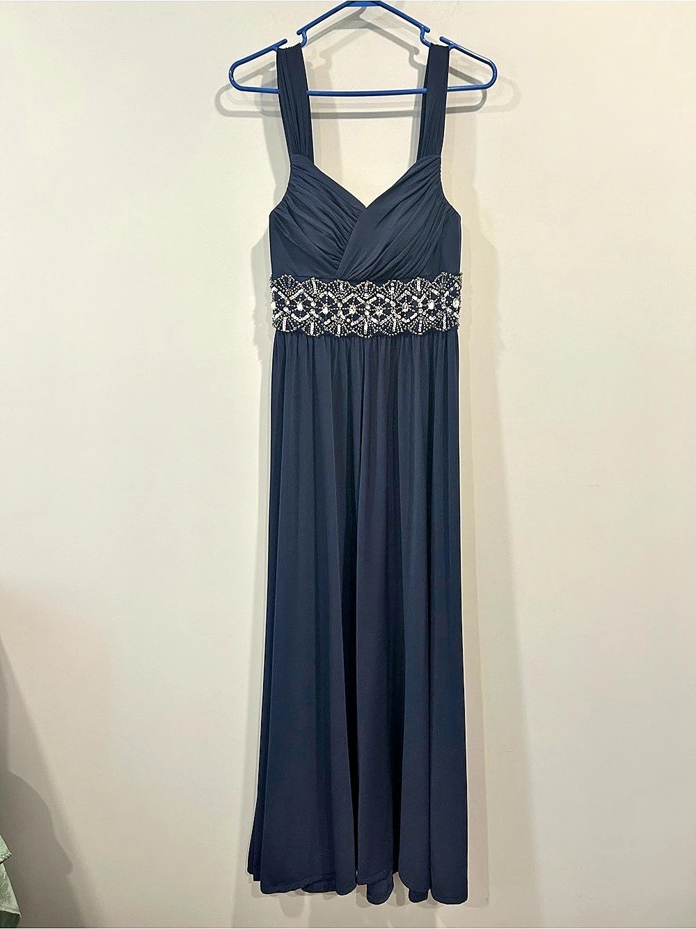 DORIS Maxi Dress with Embellished Waistband in navy Blue